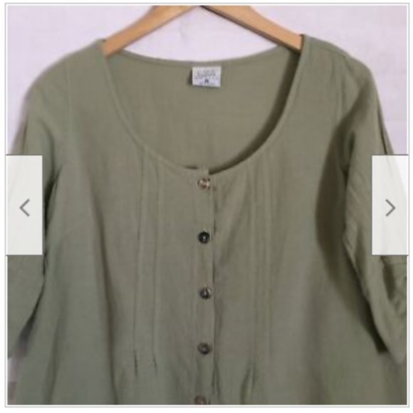 Click By Color Me Cotton Shirt Womens Button Up Shark Hem Crinkle - Picture 3 of 8